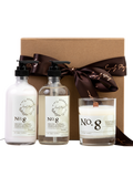 No. 8 gift set: two glass bottles and a scented candle