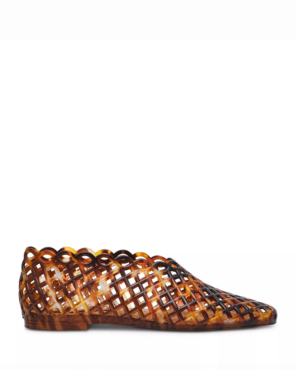 Tortoise jelly slip-on with lattice cutout upper and low flat sole