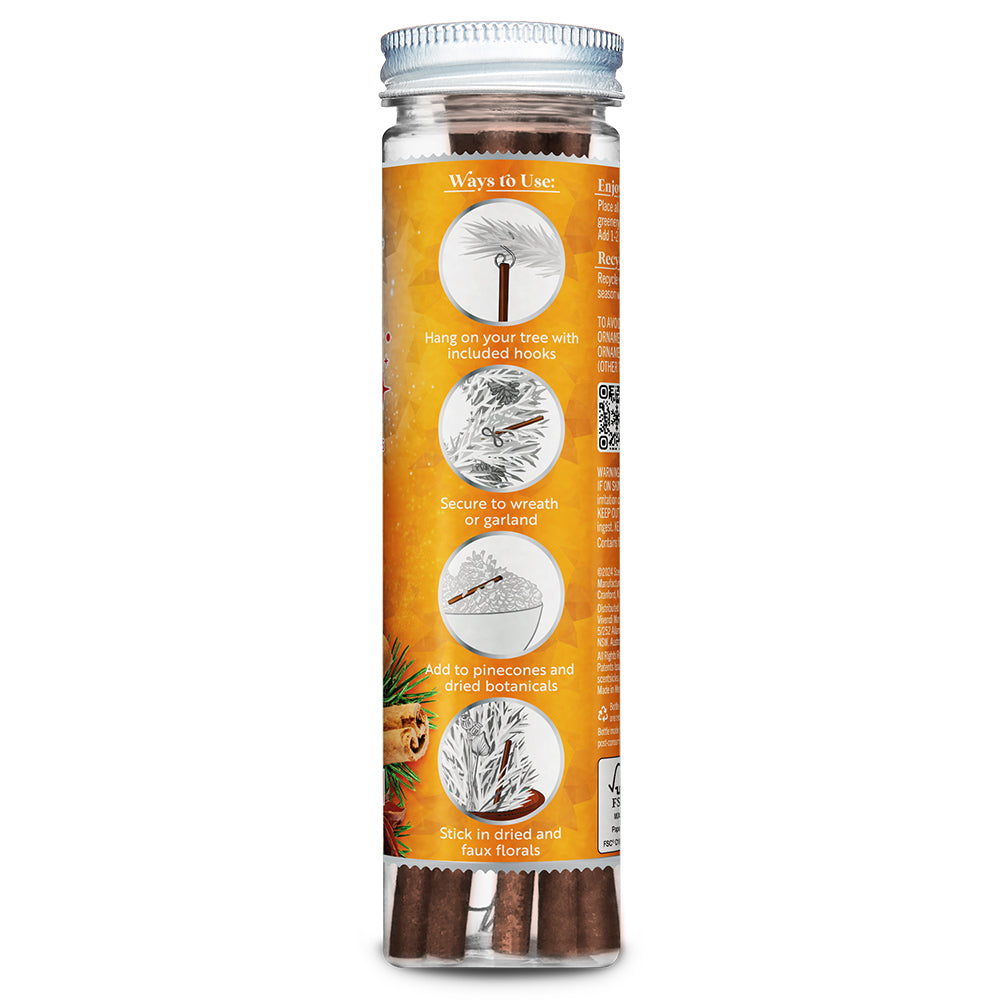 Scented pinecone ornament cylinder with hanging-hook usage instructions