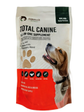 All-in-one wellness supplement pouch for dogs, white and red bag