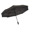 Compact black travel umbrella with automatic open/close and contour handle