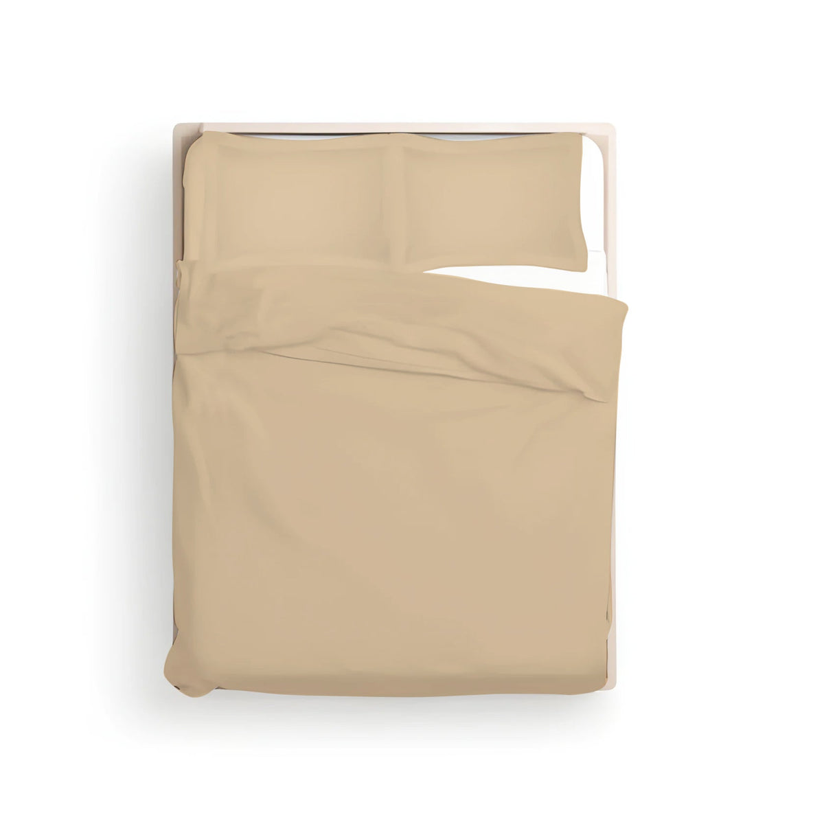 Taupe cotton sateen duvet cover set with matching pillowcases, solid color