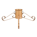 Gold medium Christmas tree stand with three spiral hook arms and stake base