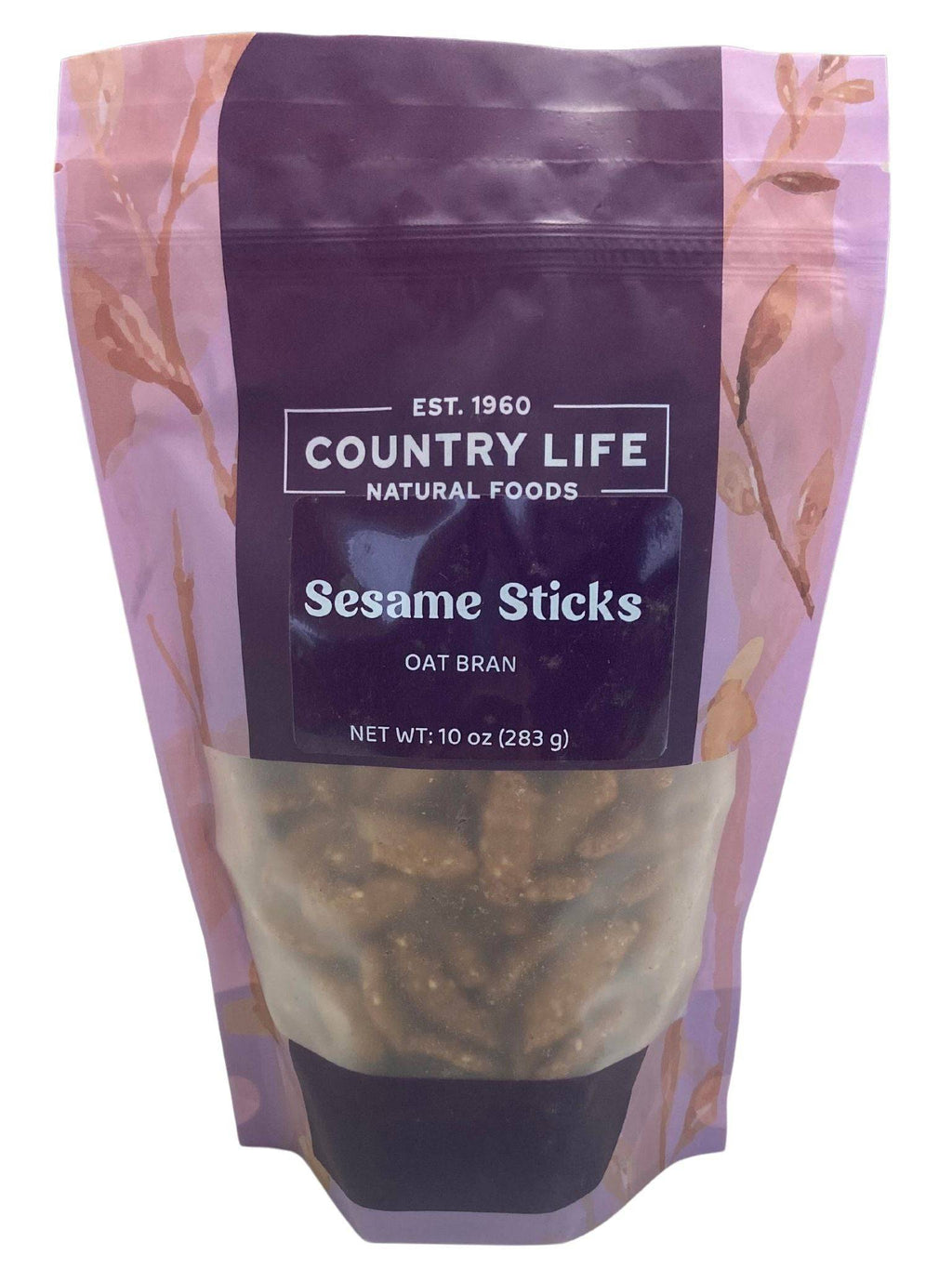 Country Life Natural Foods sesame sticks pouch labeled Oat Bran, 10 oz