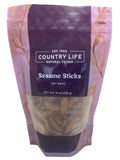 Country Life Natural Foods sesame sticks pouch labeled Oat Bran, 10 oz