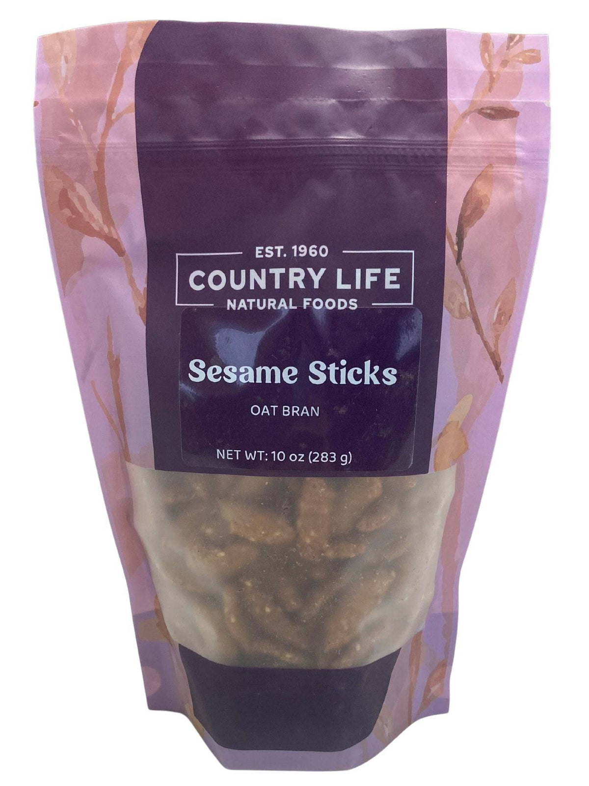 Country Life Natural Foods sesame sticks pouch labeled Oat Bran, 10 oz