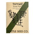 Thyme seed packet with garden thyme label and herb illustration