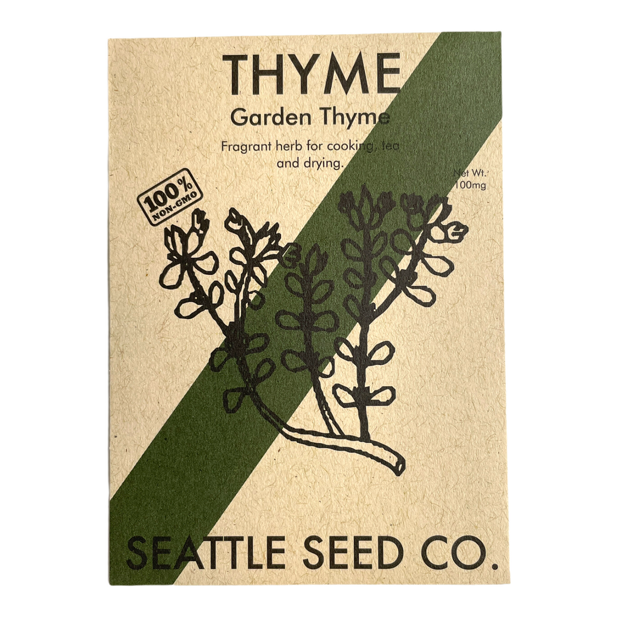 Thyme seed packet with garden thyme label and herb illustration