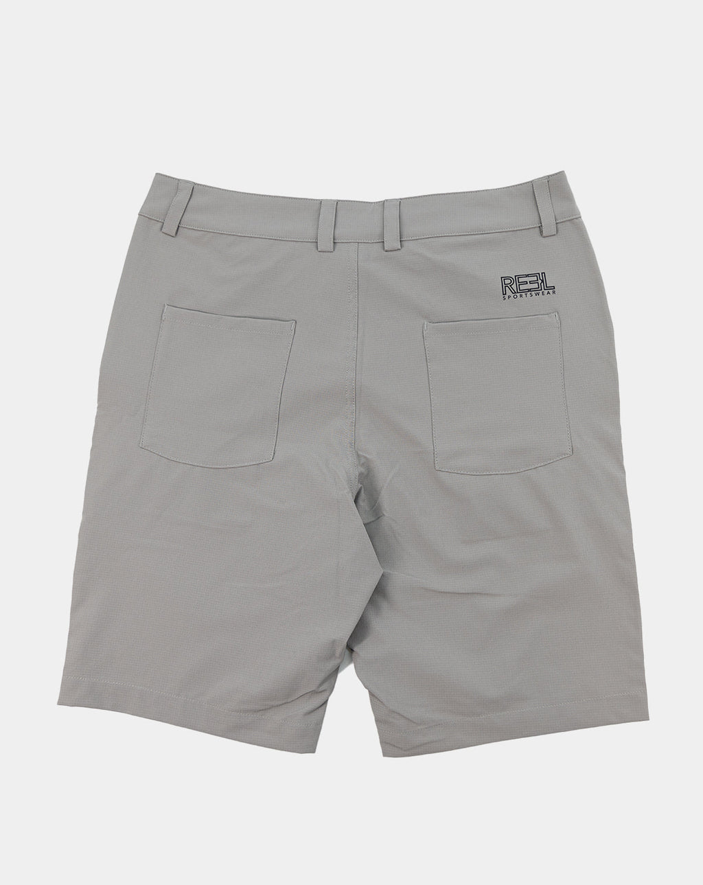 Light gray REEL sportswear shorts with two front pockets and logo