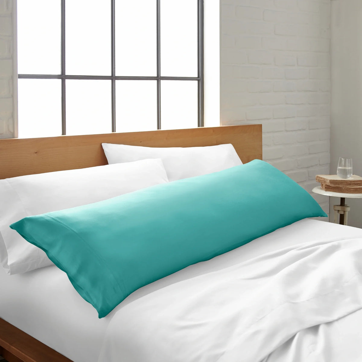 Cooling bamboo body pillowcase in emerald teal, with matching envelope closure.