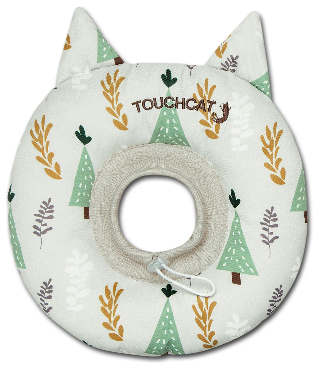 Touchcat Ringlet adjustable cat neck protector pillow in pale green with a ribbed neck opening