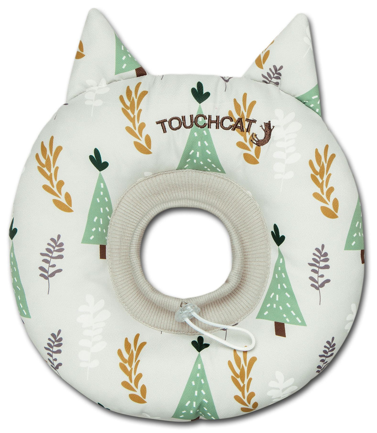 Touchcat Ringlet adjustable cat neck protector pillow in pale green with a ribbed neck opening