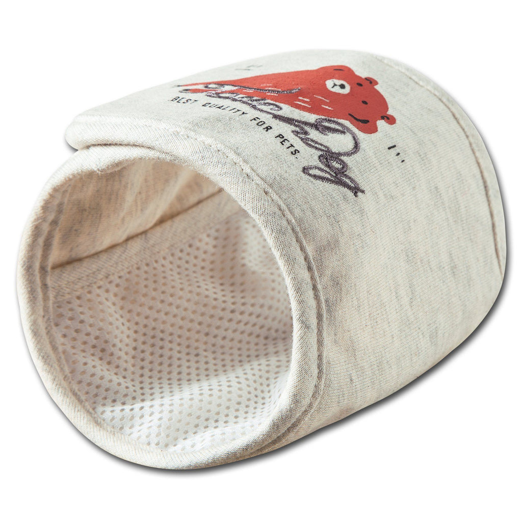 Touchdog white dog compression sleeve with rounded opening, mesh lining and printed dog graphic