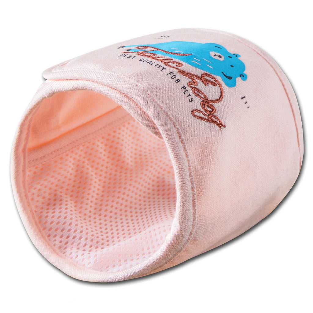 Touchdog pink dog compression sleeve with rounded opening, mesh lining and printed dog graphic