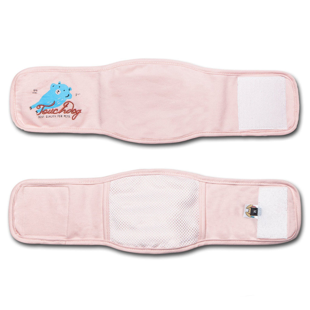 Touchdog pink dog bandage sleeve with adjustable hook-and-loop closure and mesh lining
