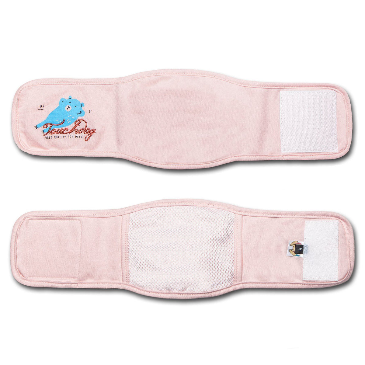 Touchdog pink dog bandage sleeve with adjustable hook-and-loop closure and mesh lining
