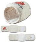 Touchdog white dog compression sleeve with printed dog graphic and mesh lining, shown folded and flat