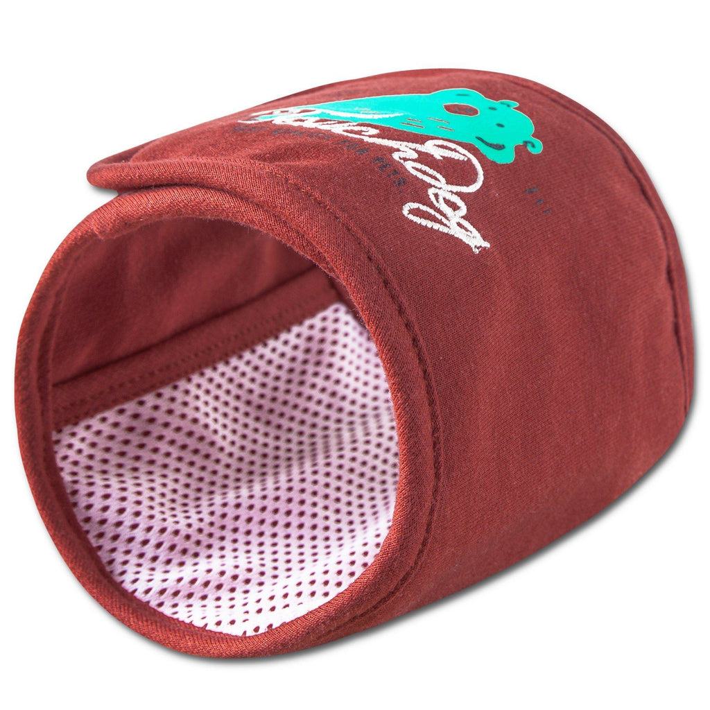 Touchdog red compression sleeve with a rounded opening and breathable mesh lining