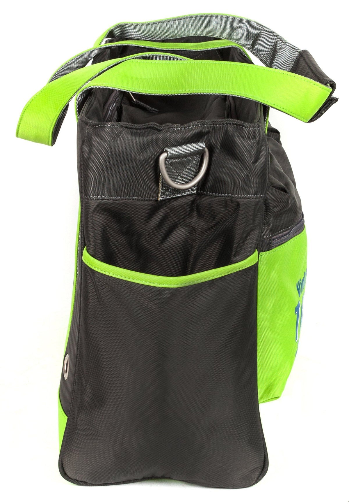 Touchdog Active-Purse black and lime green pet carrier side view with shoulder strap and zip pocket