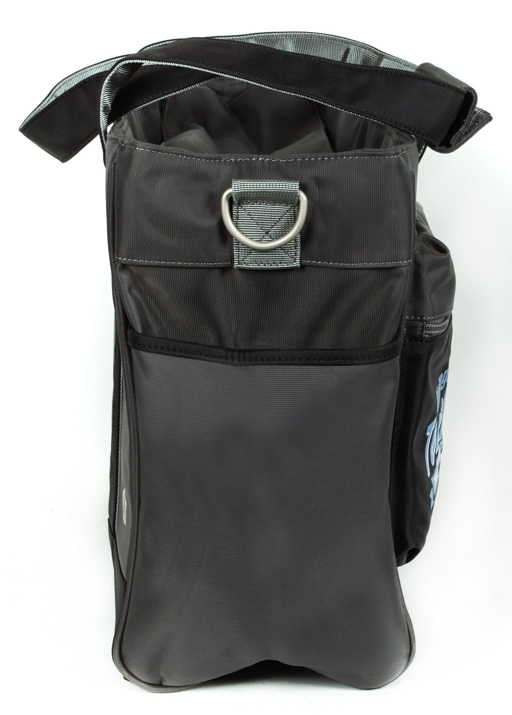 Touchdog Active-Purse black pet carrier side view with shoulder strap, metal ring and zip pocket