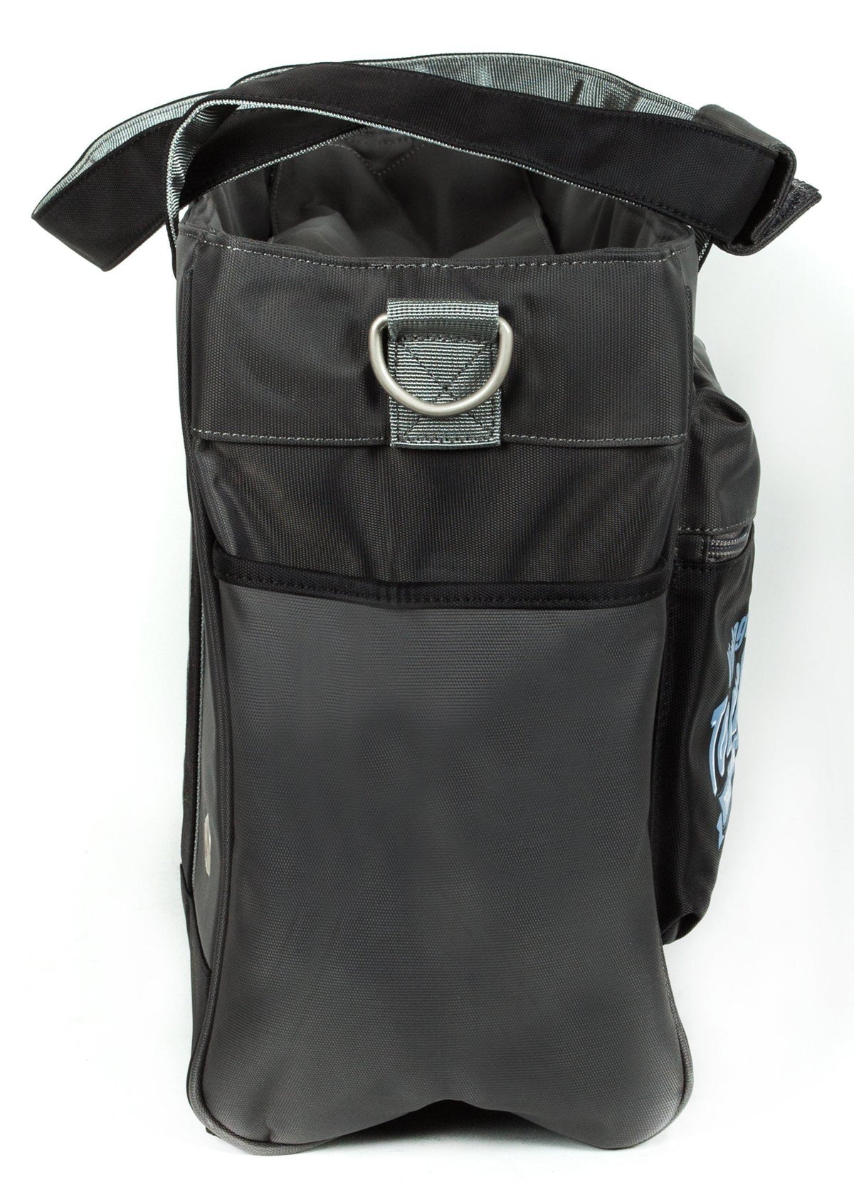 Touchdog Active-Purse black pet carrier side view with shoulder strap, metal ring and zip pocket