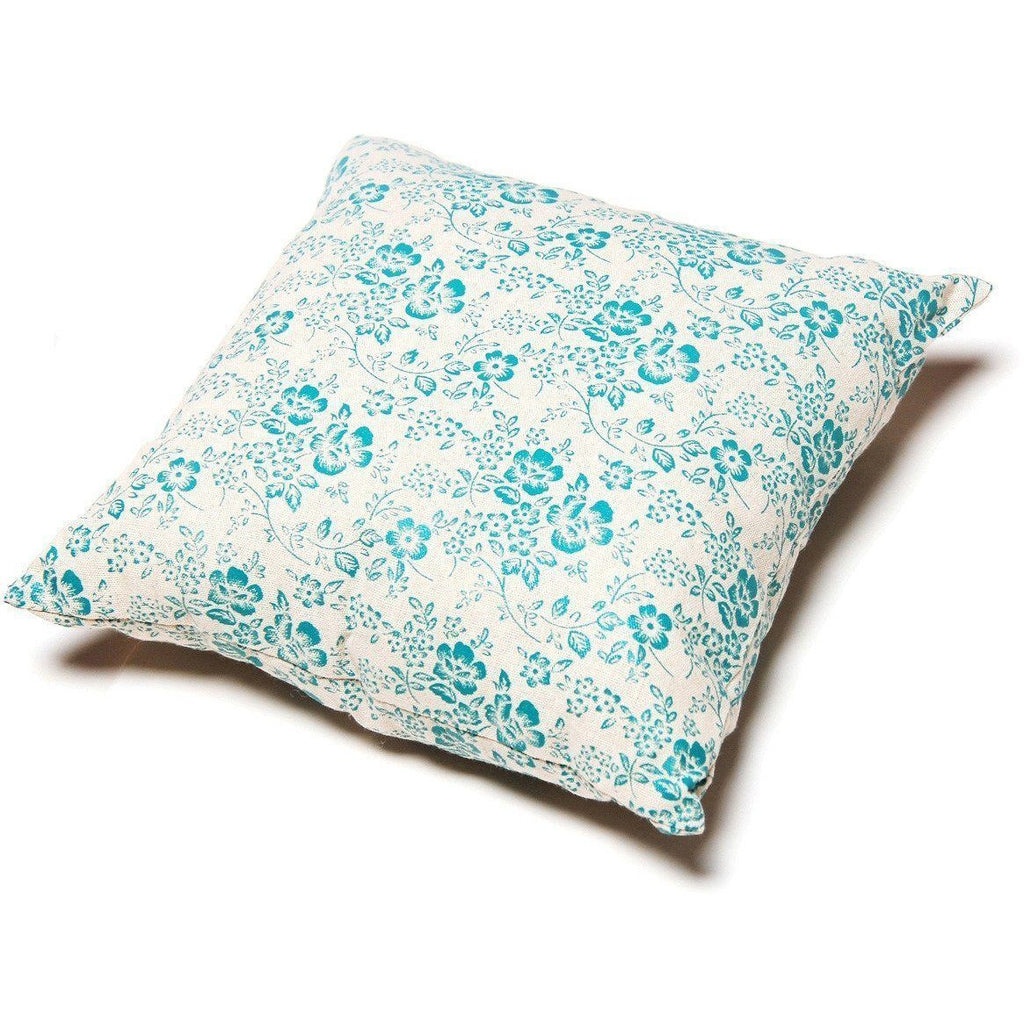 Touchdog square pet bed cushion with a teal floral print on cream