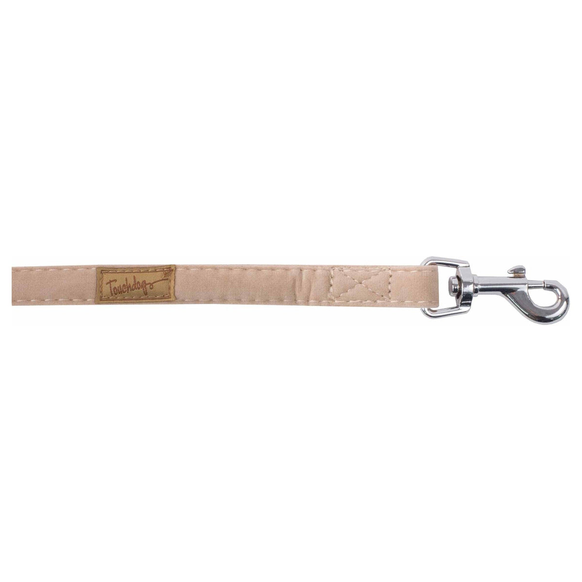 Touchdog tan dog leash with stitched strap and metal clip