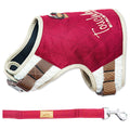 Touchdog dark pink dog harness with fleece trim and matching leash