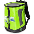 Touchdog dog carrier backpack in yellow green with mesh panels, top flap and shoulder straps