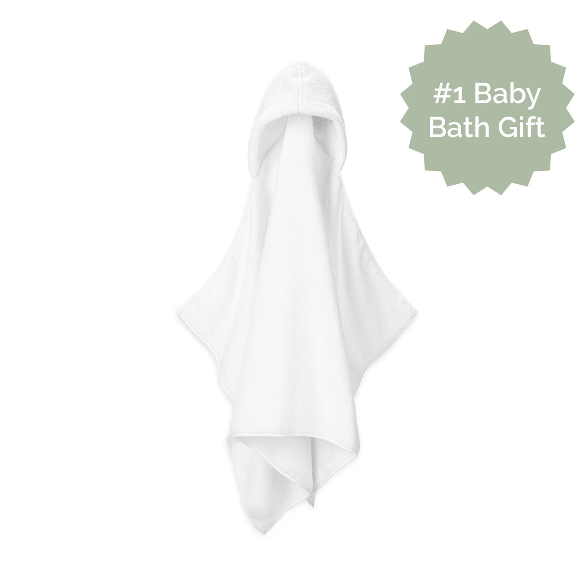 White hooded bath towel with attached hood