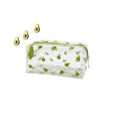 Transparent pencil case with green avocado print and light green zipper