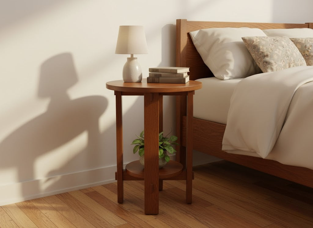 Mission Quarter Sawn White Oak Round End Table