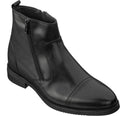 Black leather-look zipper ankle boots with cushioned collar and block heel