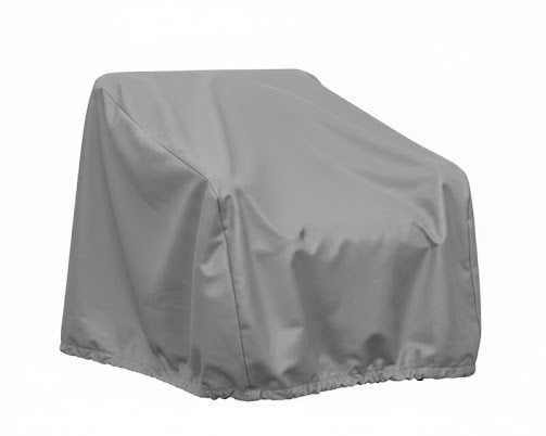 Outdoor arm chair cover, gray with stitched panels and elastic bottom