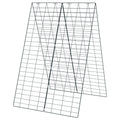 Black A-frame wire garden trellis with square grid and support legs