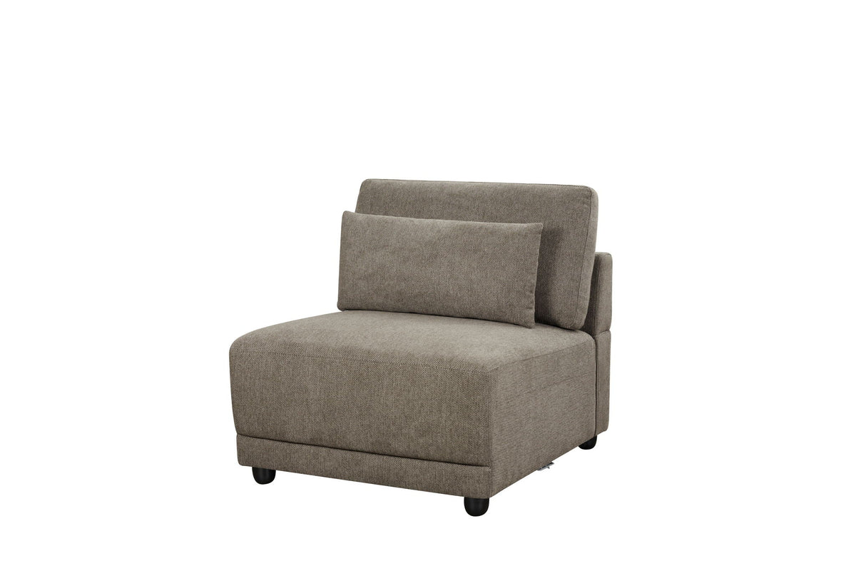 Dark brown single modular sectional corner chair with tall back and armrests