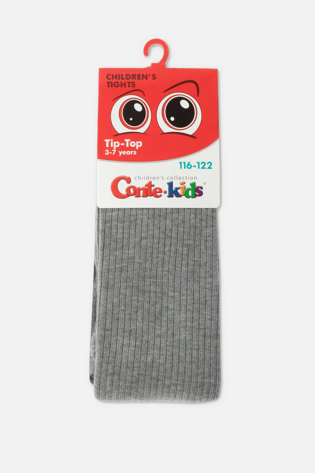 Kids cotton tights, dark gray ribbed knit