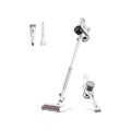 Tineco cordless stick vacuum in white with floor brush and handheld attachment
