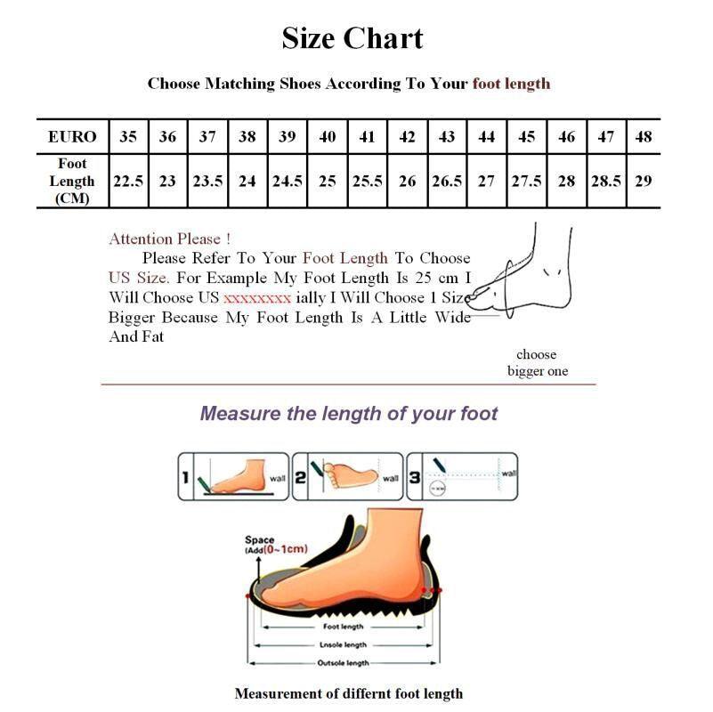 Size chart for shoes with euro sizes and foot length measurement guide