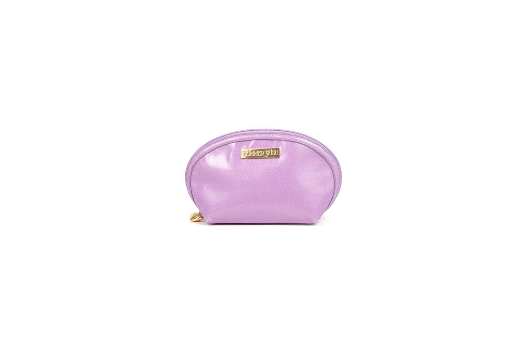 Lavender mermaid travel zip pouch with rounded shape and small logo patch