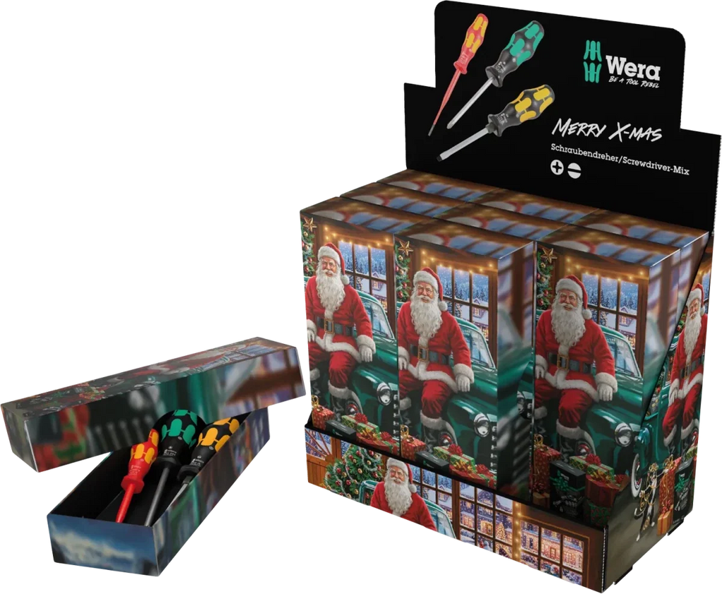 Wera three-piece screwdriver gift set in a Christmas-themed display box
