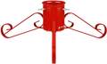 Medium red metal tree stand with central spike and three curled support arms