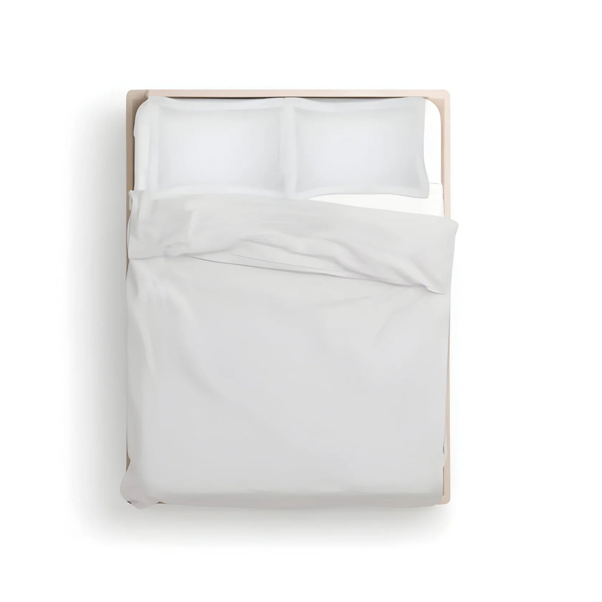 White cotton sateen duvet cover set with matching pillowcases, solid color