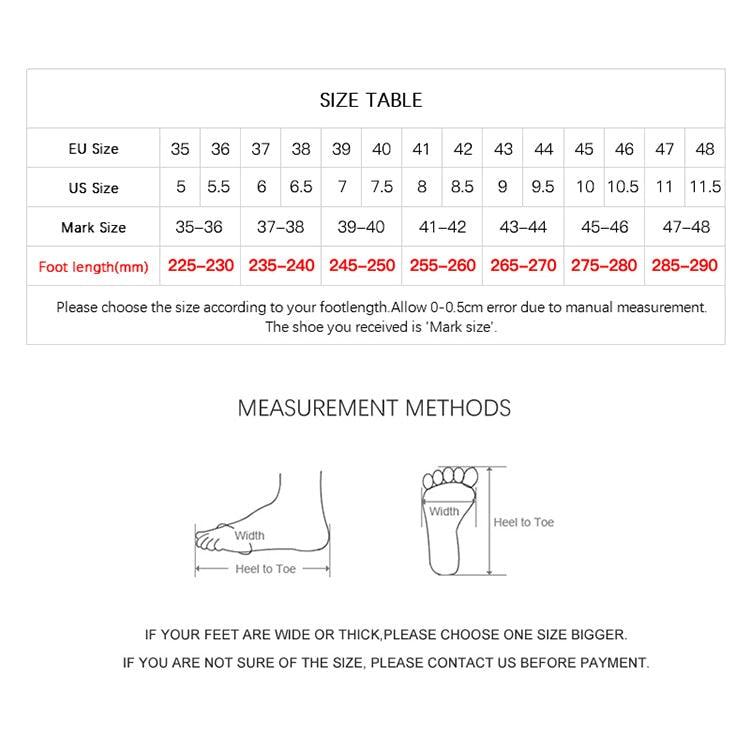 Women’s slipper size chart with EU and US foot length measurements