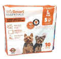 Large dog training pads in sealed package, orange-and-white, 10 pads, 5 holds