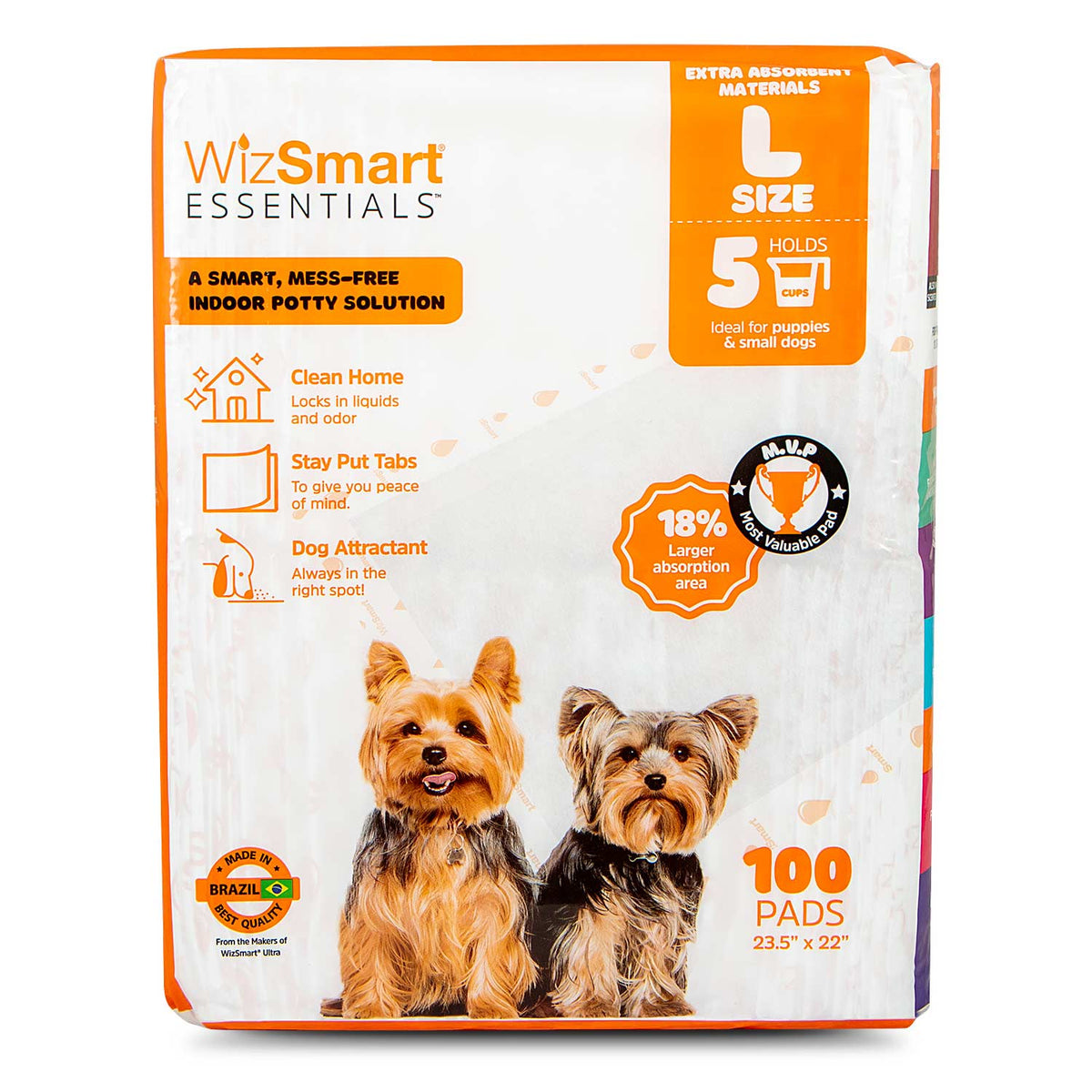 WizSmart dog training pads 100-count pack, size L, absorbent indoor use