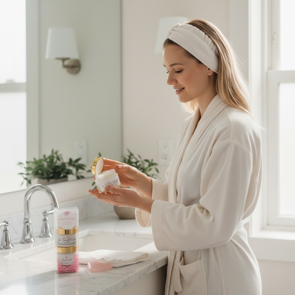 Fresh face skincare jar with gold lid and cream scrub