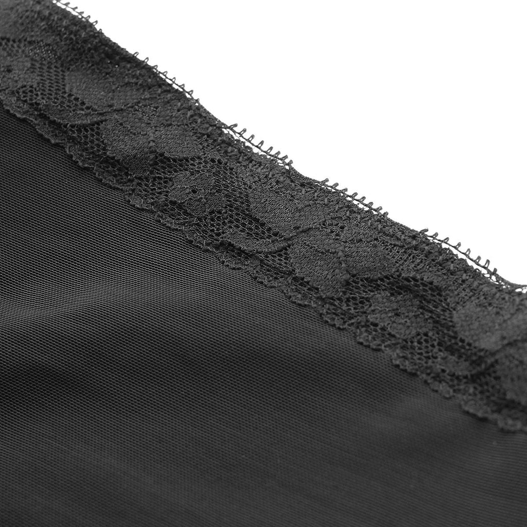 Black lace-trim edge on mesh fabric for shapewear shorts