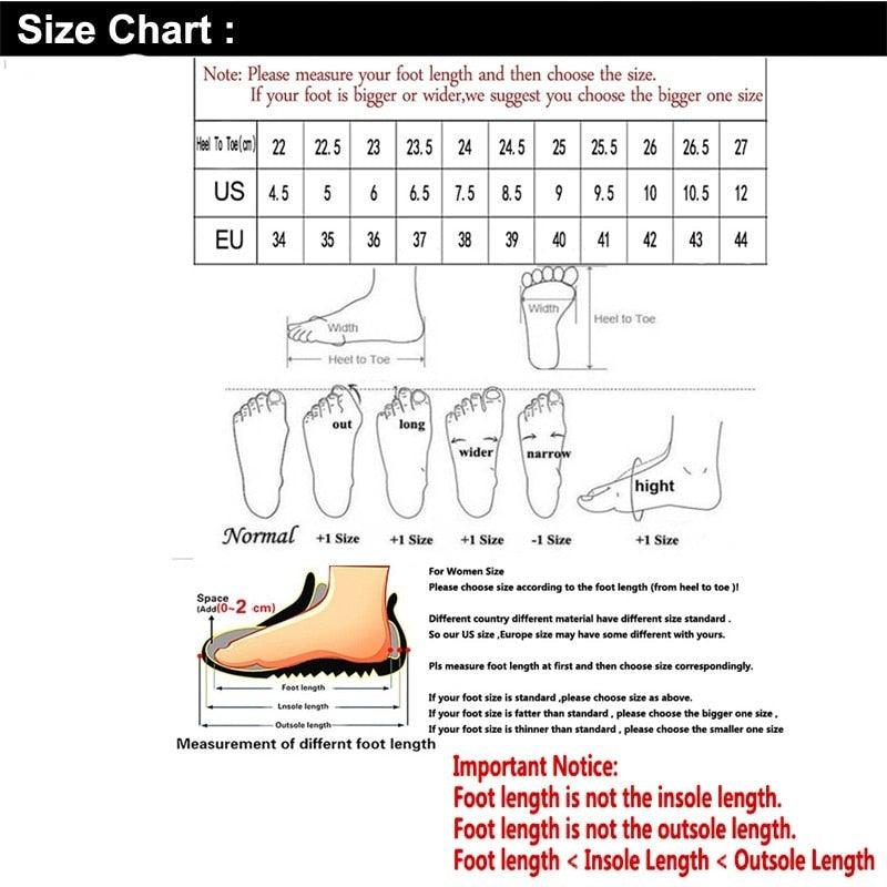 Women snow boot size chart with foot length and shoe measurements