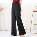 Black straight twill pants with button waistband and side pockets